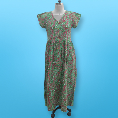 S/M Precious Printed Cotton Jalabiya Dress 57&quot; Long