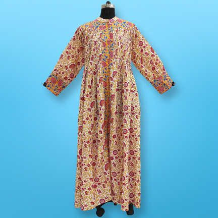 L/XL  Aafreen Printed Cotton Dress 57&quot; Long Jalabiya