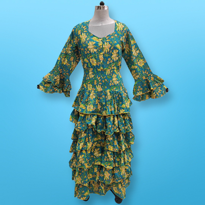 2XL/3XL Jawaria Printed Cotton Dress 57&quot; Long Jalabiya