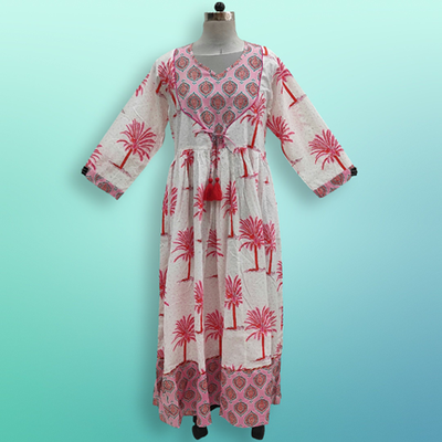L/XL Zaria Printed Cotton Dress 57&quot;Long Jalabiya
