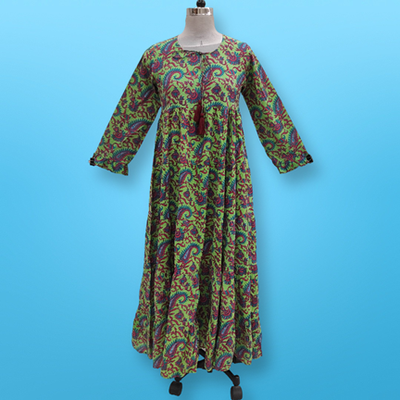 S-M Razia Printed Cotton Dress 57&quot; Jalabiya