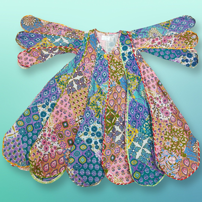 6-7 Year Meher Multi Printed Cotton Girls Dress 38&quot; Long Jalabiya