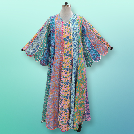 2XL/3XL Meher Multi Printed Cotton Dress 57&quot; Long Jalabiya