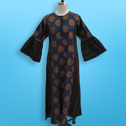 2XL/3XL Marry Printed Cotton Dress 57&quot; Long Jalabiya