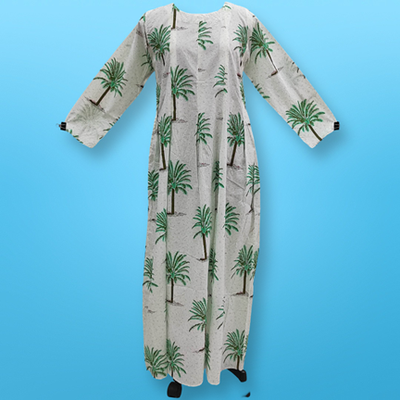 L/XL Ruby Printed Cotton Dress 57&quot; Long Jalabiya