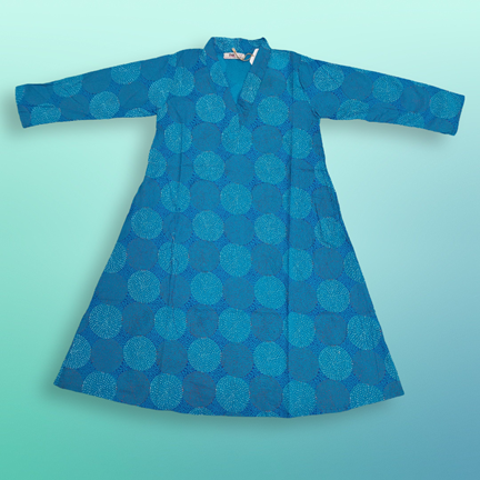 4-5 Year Teena Printed Cotton Girls Dress 33&quot; Long Jalabiya