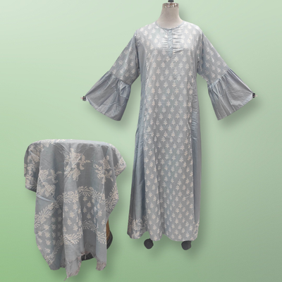 L/XL Cotton Printed Marry Dress 56&quot; Long Jalabiya With Sheila