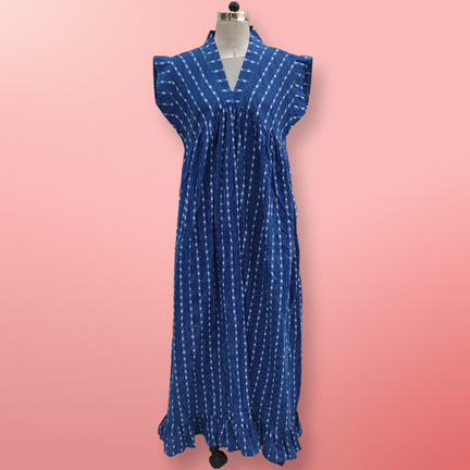2XL/3XL Amani Printed Cotton Dress 57&quot; Short Sleeves Jalabiya