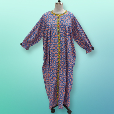 2XL/3XL Azalea Printed Cotton Dress 57&quot; Long Jalabiya