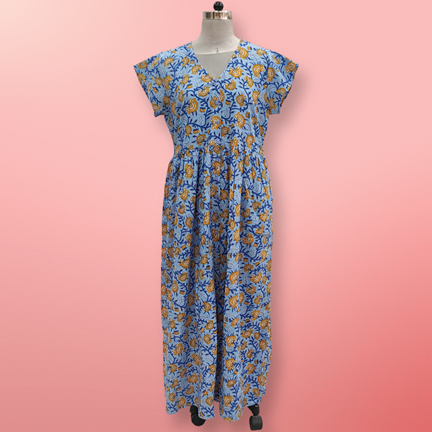 L/XL Precious Printed Cotton Jalabiya Dress 57&quot; Long