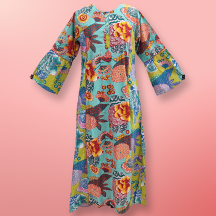L/XL Marry Printed Cotton Dress 57&quot; Long Jalabiya