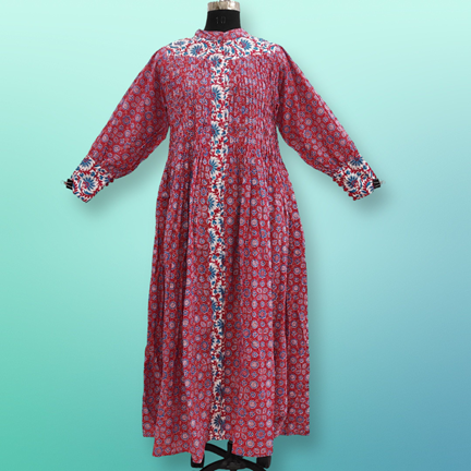 L/XL  Aafreen Printed Cotton Dress 57&quot; Long Jalabiya