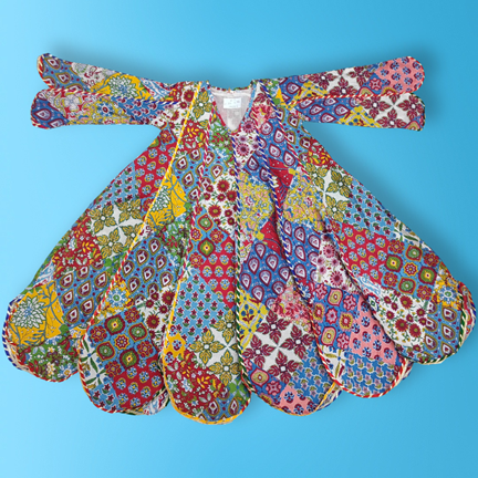 6-7 Year Meher Multi Printed Cotton Girls Dress 38&quot; Long Jalabiya