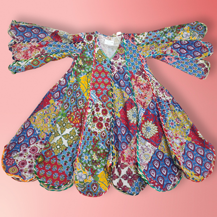4-5 Year Meher Multi Printed Cotton Dress 34&quot; Long Jalabiya