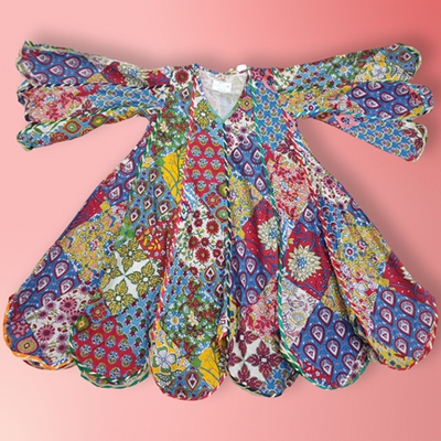 4-5 Year Meher Multi Printed Cotton Dress 34&quot; Long Jalabiya
