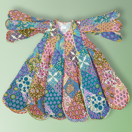 6-7 Year Meher Multi Printed Cotton Girls Dress 38&quot; Long Jalabiya