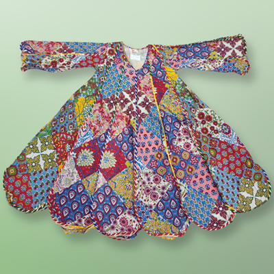 6-7 Year Meher Multi Printed Cotton Girls Dress 38&quot; Long Jalabiya