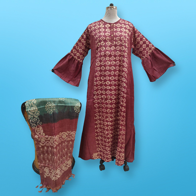 L/XL Cotton Printed Marry Dress 56&quot; Long Jalabiya With Sheila