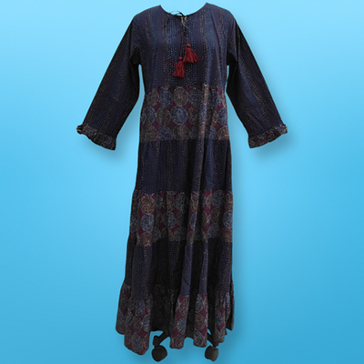 L/XL Razia Printed Cotton Dress 57&quot; Jalabiya