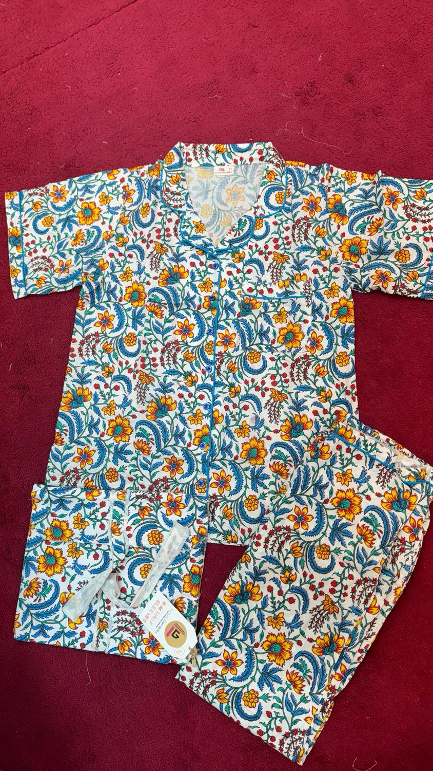 S/M Short Sleeves Cotton Pajama Set