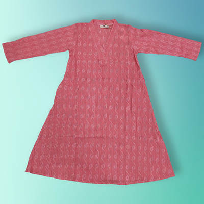 4-5 Year Teena Printed Cotton Girls Dress 33&quot; Long Jalabiya