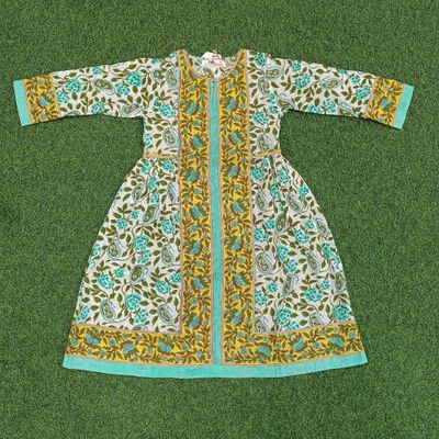 2-3 Year Bhopali crystal Printed Cotton Girls Dress 30&quot; Long Jalabiya