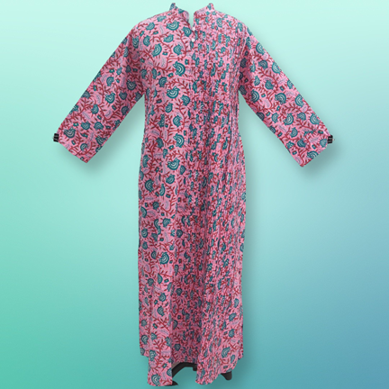L/XL Maira Printed Cotton Dress 57&quot; Long Jalabiya