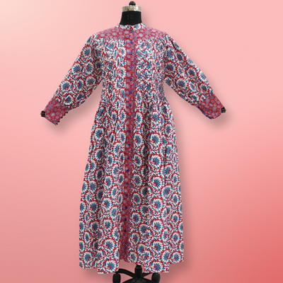 L/XL  Aafreen Printed Cotton Dress 57&quot; Long Jalabiya