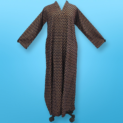 L/XL Teena Printed Cotton Dress 57&quot; Long Jalabiya