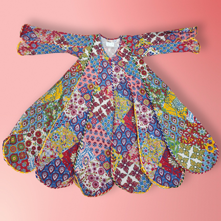 6-7 Year Meher Multi Printed Cotton Girls Dress 38&quot; Long Jalabiya