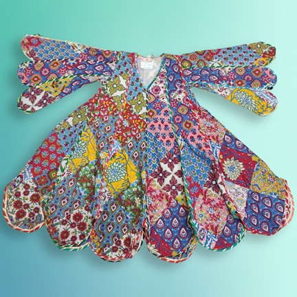4-5 Year Meher Multi Printed Cotton Dress 34&quot; Long Jalabiya