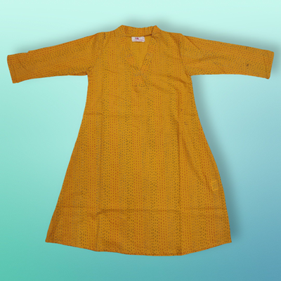 2-3 Year Teena Printed Cotton Girls Dress 30&quot; Long Jalabiya