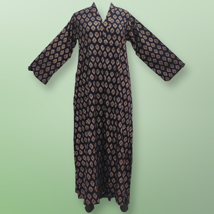 L/XL Teena Printed Cotton Dress 57&quot; Long Jalabiya