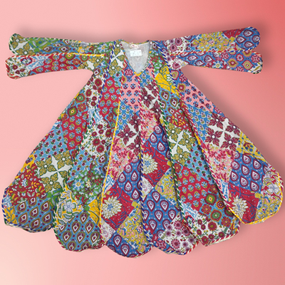 6-7 Year Meher Multi Printed Cotton Girls Dress 38&quot; Long Jalabiya
