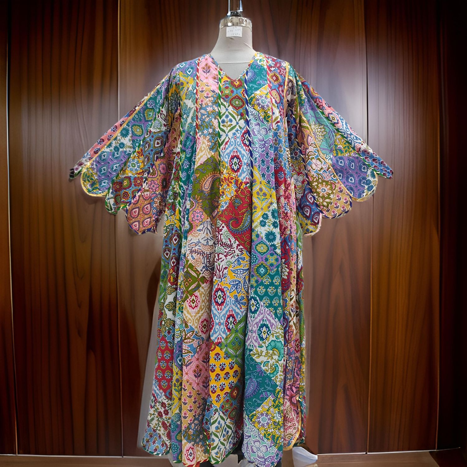 S/M Patch Meher Multi Printed Cotton Dress 57&quot; Long Jalabiya