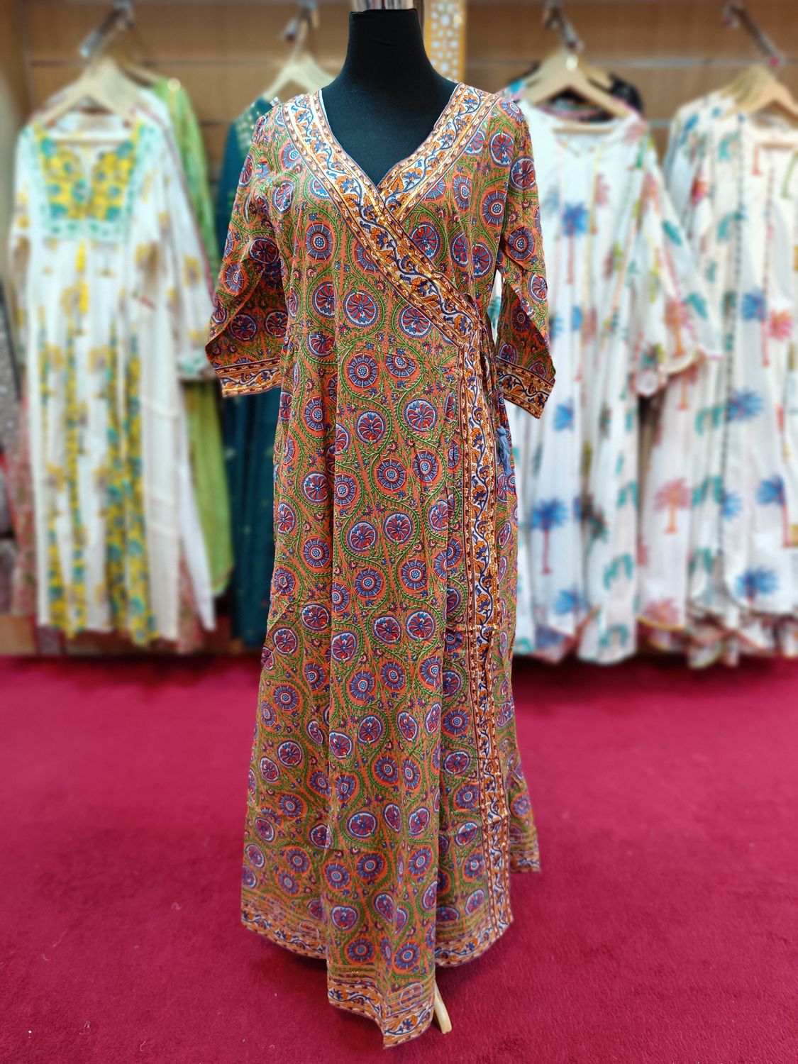 S/M Priam Printed Cotton Dress 57&quot; Long Jalabiya