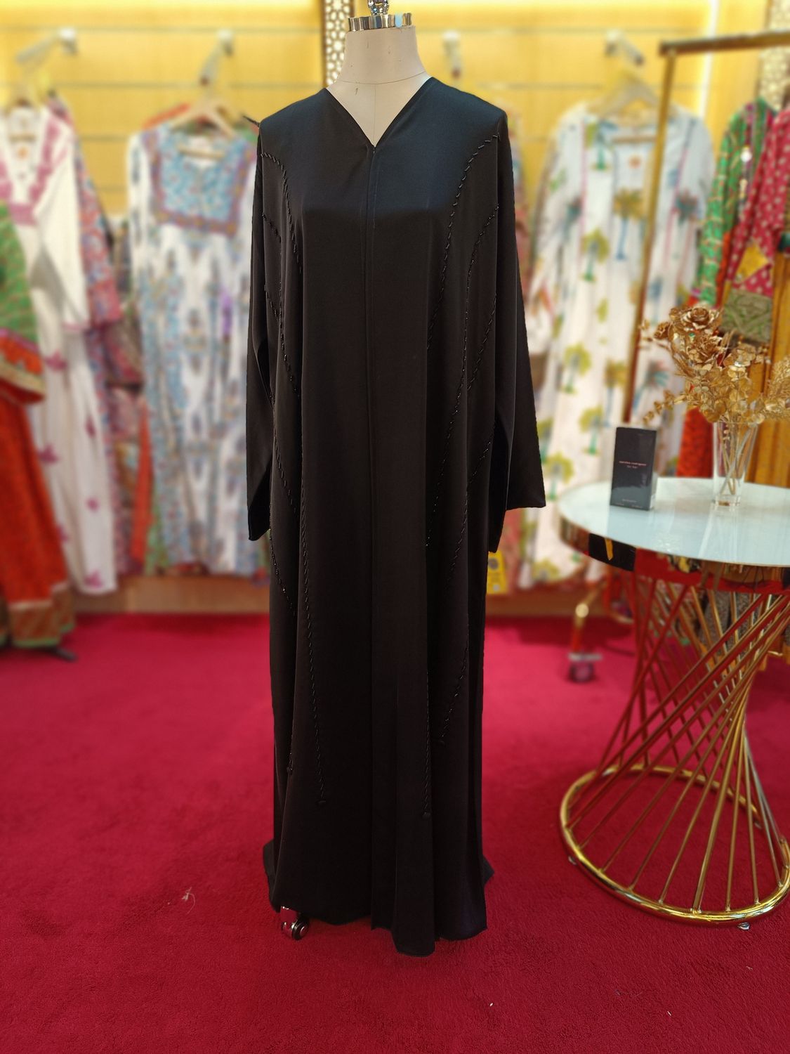 Black Abaya Crystal length 54&quot;inch