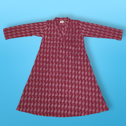 4-5 Year Teena Printed Cotton Girls Dress 33&quot; Long Jalabiya
