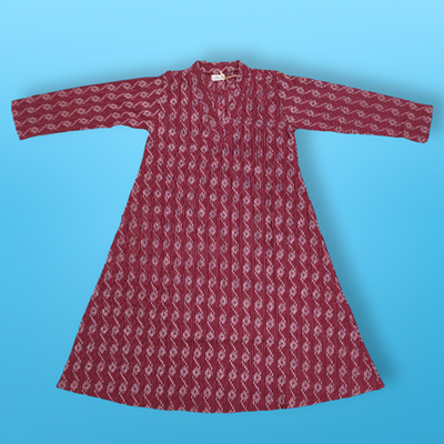 4-5 Year Teena Printed Cotton Girls Dress 33&quot; Long Jalabiya