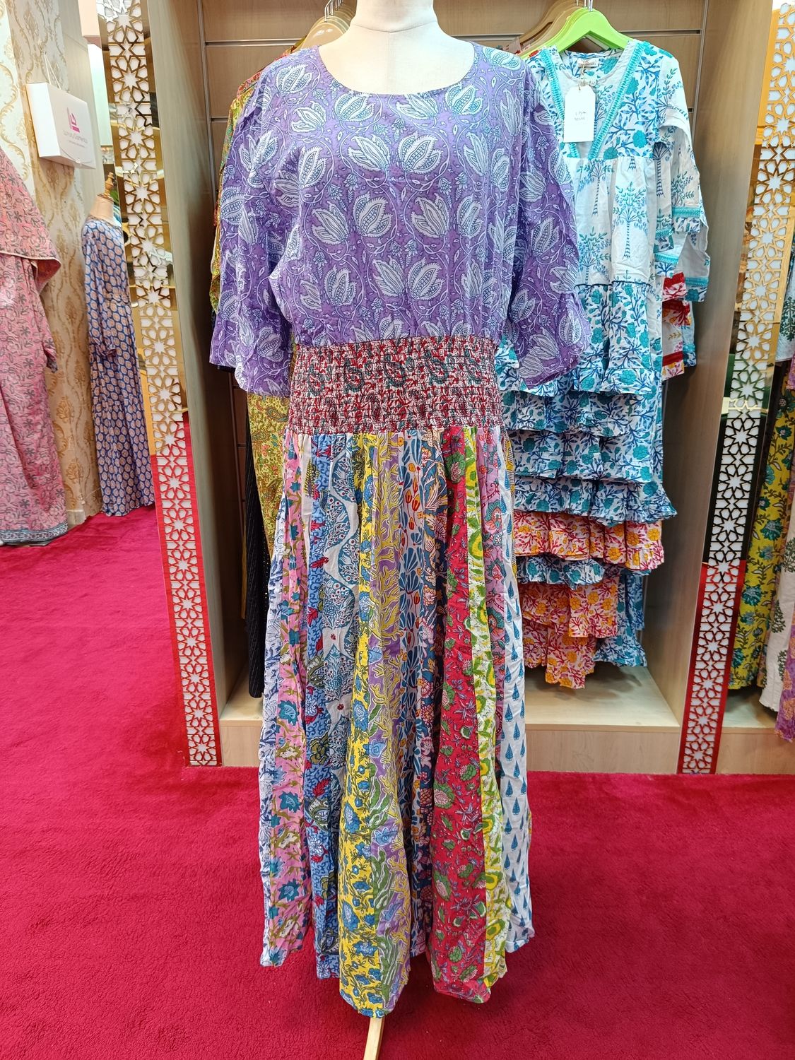 2XL/3XL Special Printed Cotton Dress 56&quot; Long Jalabiya