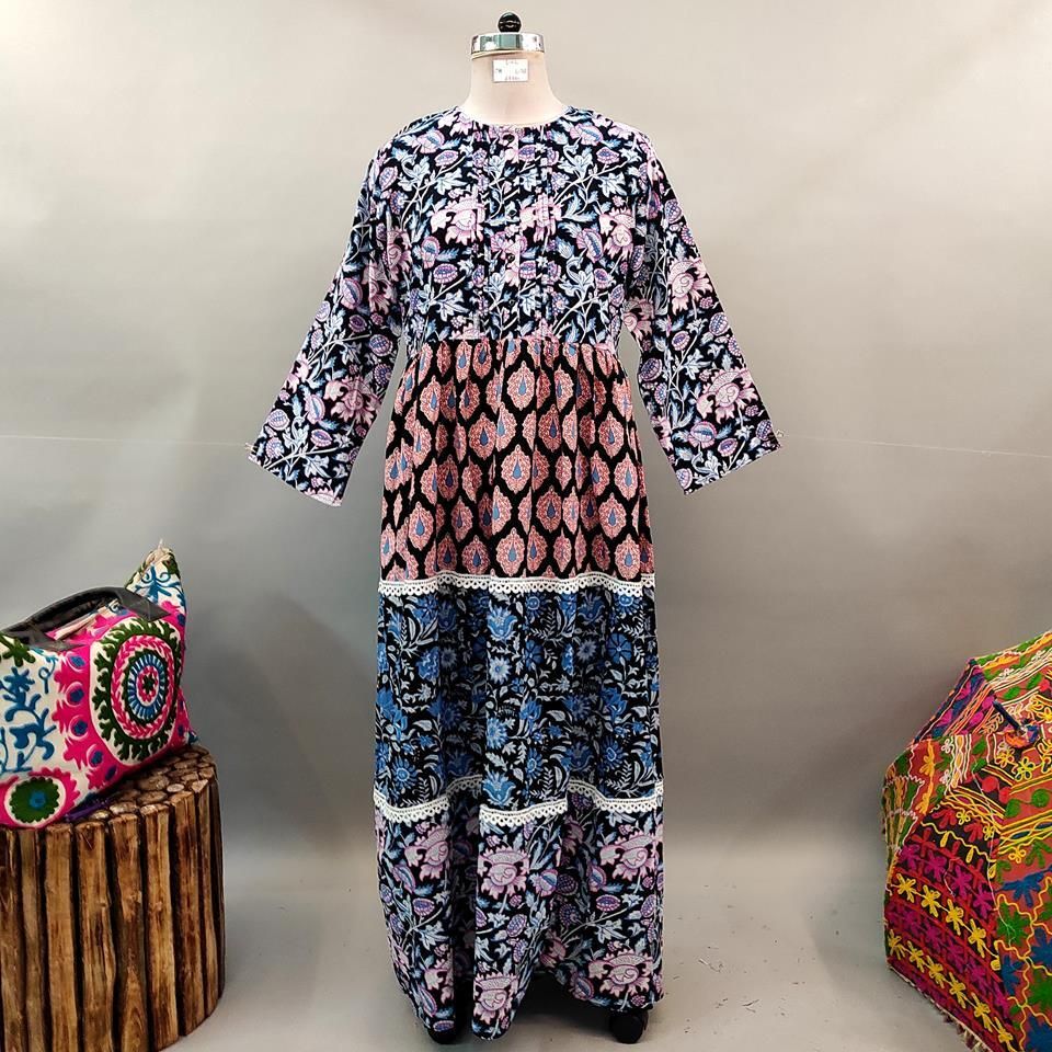 L/XL Special Printed Cotton Dress 58&quot; Long Jalabiya