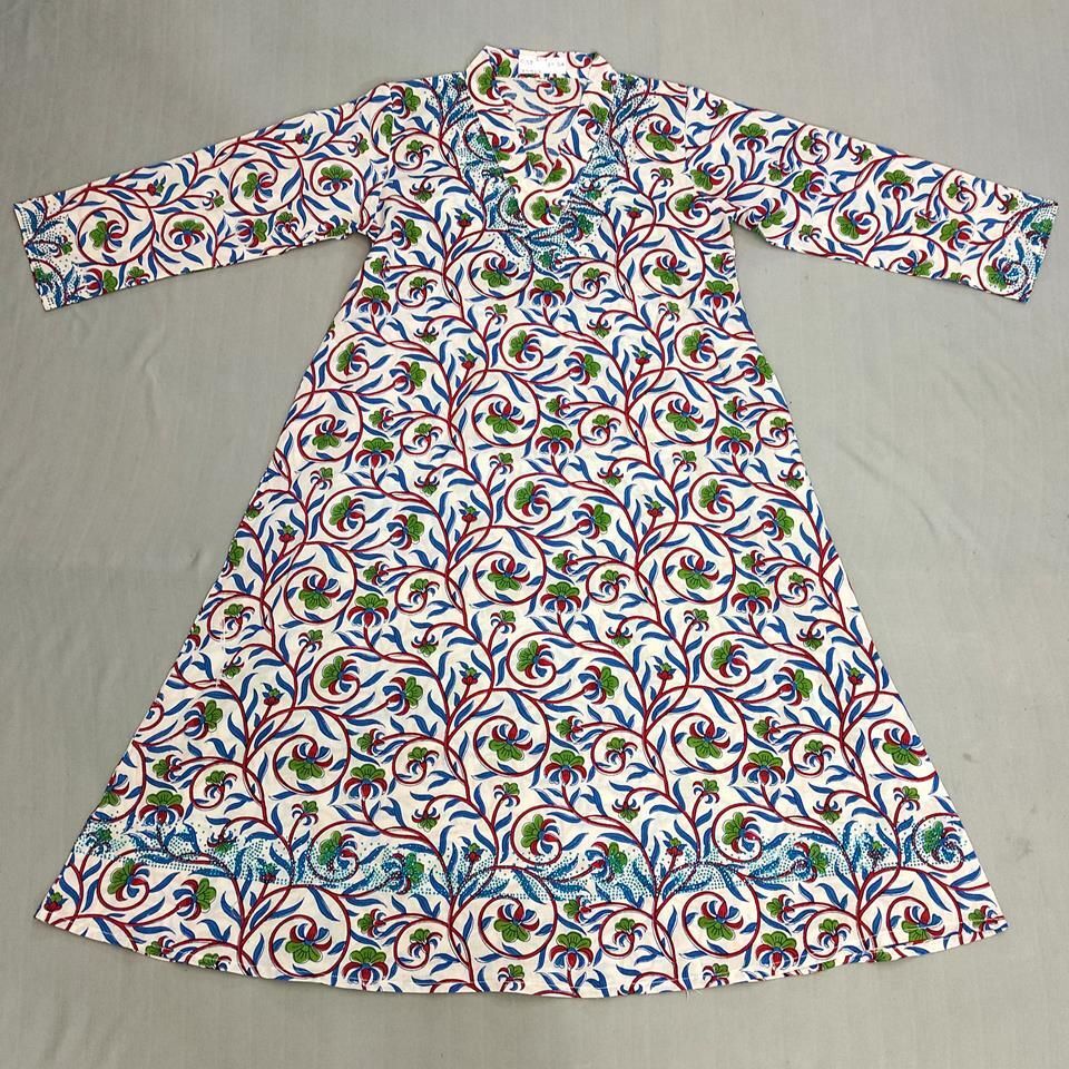 6-7 Year Teena Printed Cotton Girls Dress 38&#39;&#39; Long Jalabiya
