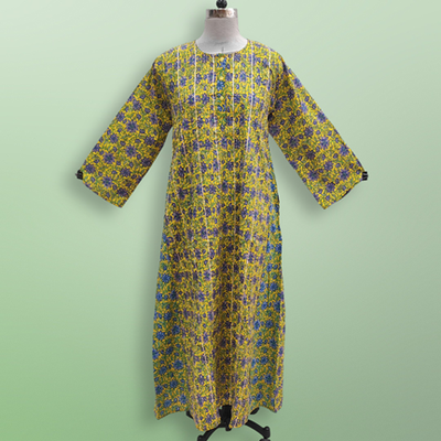 XS/S Jeeny Printed Cotton Dress 54&quot; Long Jalabiya