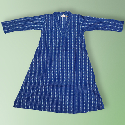 4-5 Year Teena Printed Cotton Girls Dress 33&quot; Long Jalabiya