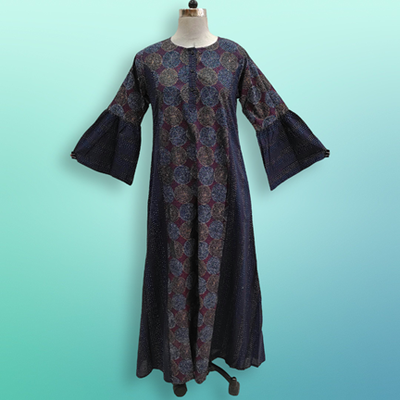 2XL/3XL Marry Printed Cotton Dress 57&quot; Long Jalabiya