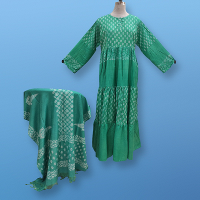 L/XL Cotton Printed Juhi Dress 56&quot; Long Jalabiya With Sheila