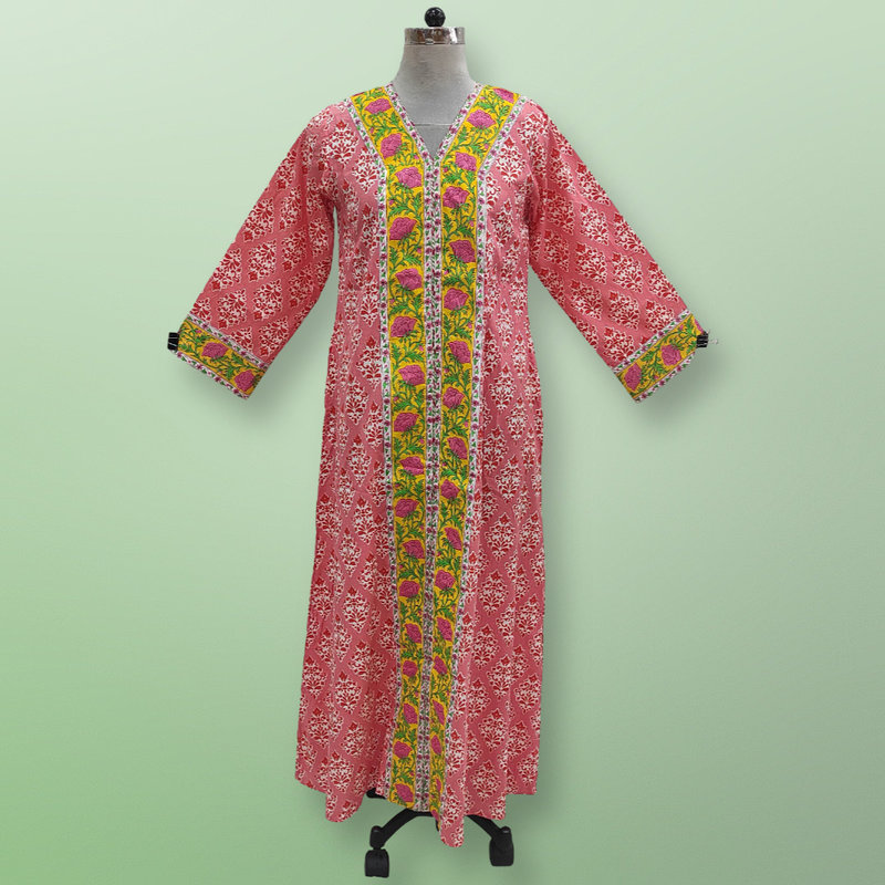 XS-S Aafia Printed Cotton Dress 54&quot; Long Jalabiya