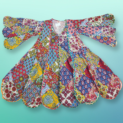 4-5 Year Meher Multi Printed Cotton Dress 34&quot; Long Jalabiya