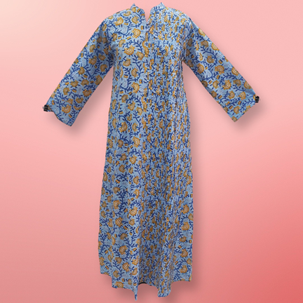S/M Maira Printed Cotton Dress 57&quot; Long Jalabiya