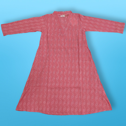 4-5 Year Teena Printed Cotton Girls Dress 33&quot; Long Jalabiya